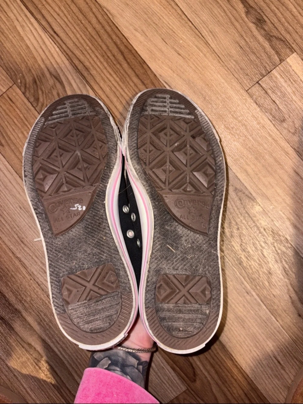 Converse Low-Top Canvas Sneakers in Black and Pink - Picture 3 of 3